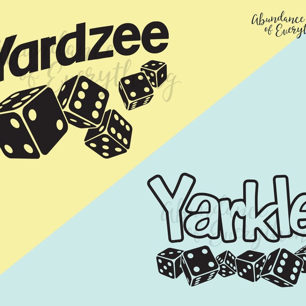 Yardzee (Yahtzee) et Yarkle (Farkle) SVG Bundle - Fichiers de coupe numérique, EPS, PNG, Silhouette, Cricut, Jeux de cour, Dés, Autocollants, Vinyle
