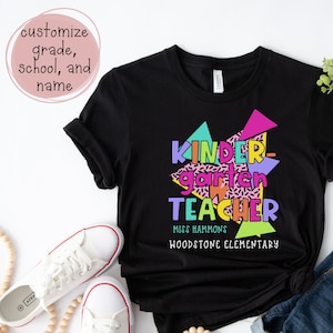 90s Style Teacher Shirt, Kinder, Custom Grade Level Teaching Team Shirts, Personalized Teacher Shirt with Name, Retro Cool Elementary School