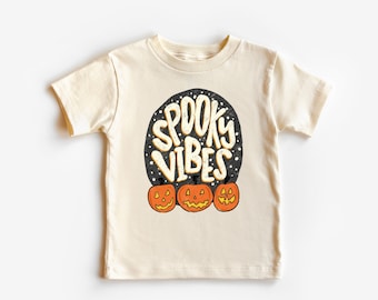 Toddler Infant Kid Retro Halloween Shirt, Spooky Vibes, Boho, Sibling Matching Halloween, Pumpkin Patch, Trick or Treating, Baseball Tee,