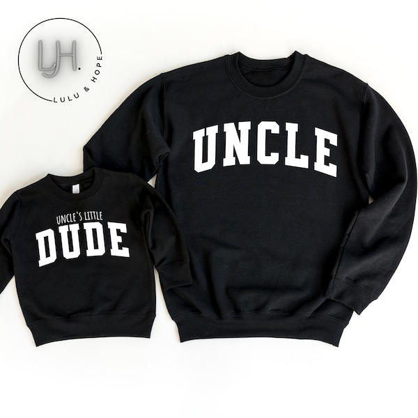 Uncle Gift, Matching Uncle and Nephew Sweatshirt, New Uncle Gift, Best Uncle Black Crewneck, Matching Family Shirts, Uncle's Little Dude