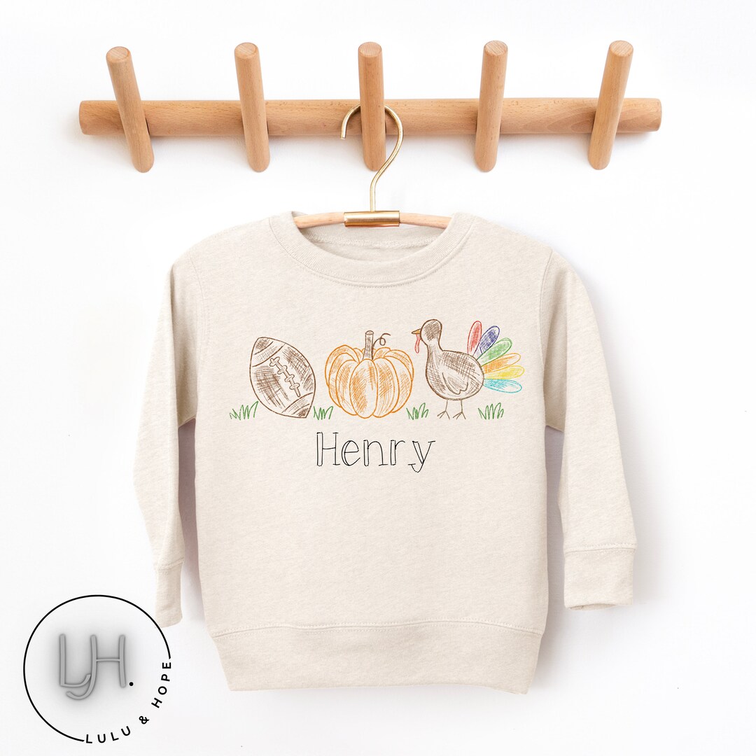 Toddler Boy Thanksgiving Outfit, Fall Football and Turkey Sweatshirt