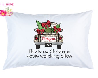 Christmas Movie Watching Pillow, Stocking Stuffer, Custom Pillow, Christmas Party, Traditions, Matching Family Christmas, Christmas Eve Gift