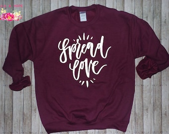 Spread Love, Women's Christmas Sweater, Christmas Sweatshirt, Christmas Pajamas, Women's Holiday Sweatshirt, Christmas Shirts for Women