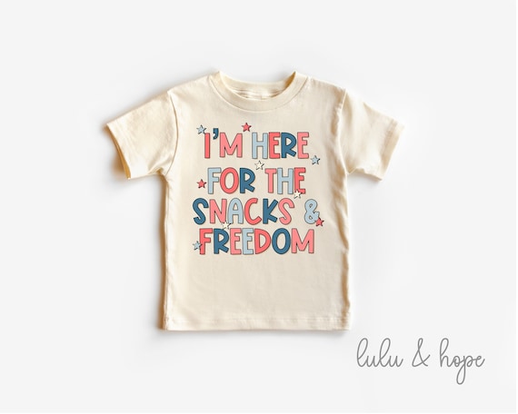 Funny Toddler Retro 4th of July Shirt Snacks and Freedom Kids Baby Matching Sibling Tshirt Natural Cute Fun Red White Blue Stars Etsy