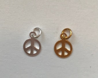 Mini Peace, Frieden Symbol 925 Sterling Silber oder vergoldet