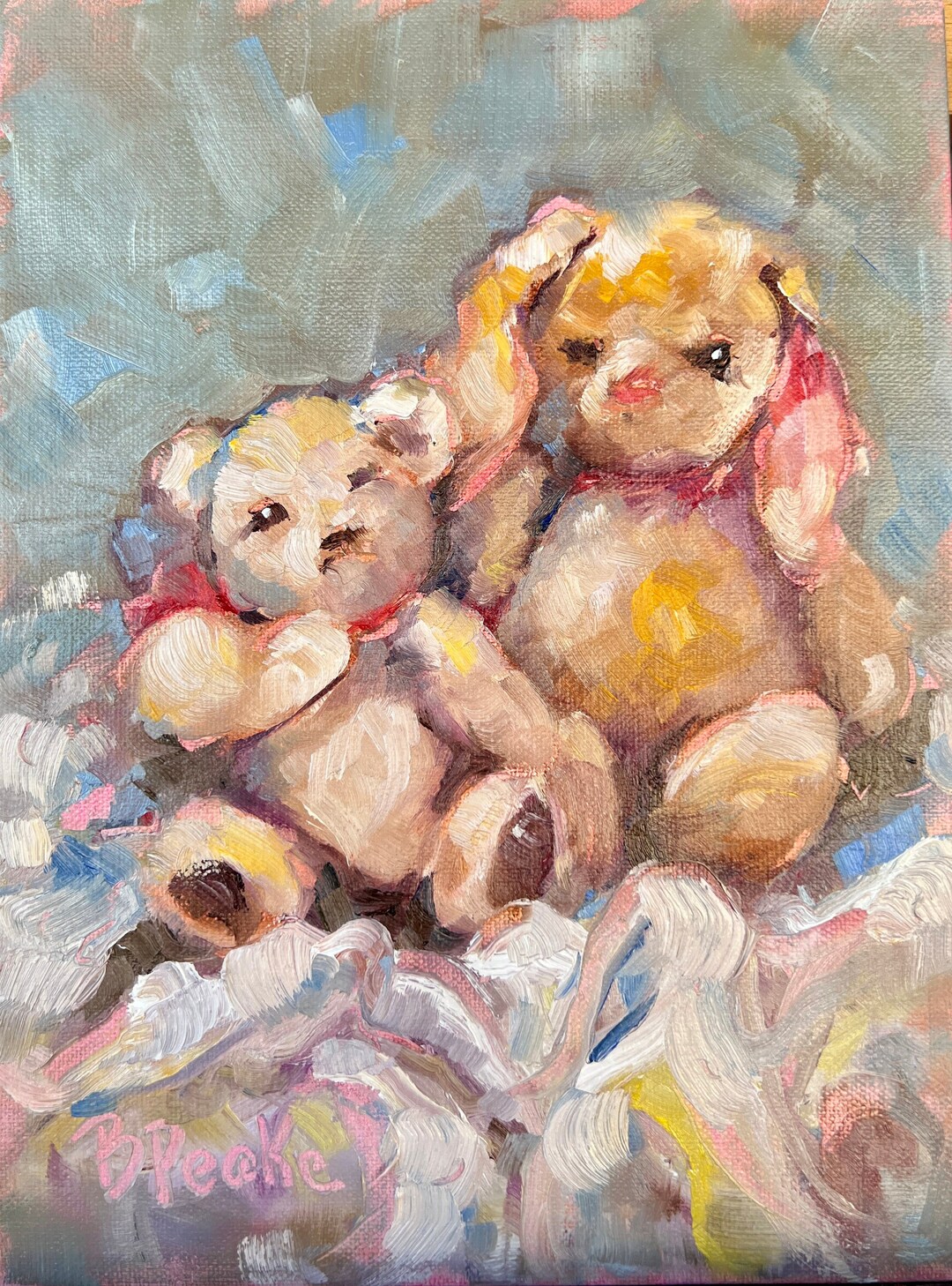 Nursery Painting Stuffed Animals Original Art 8x6 Inch - Etsy