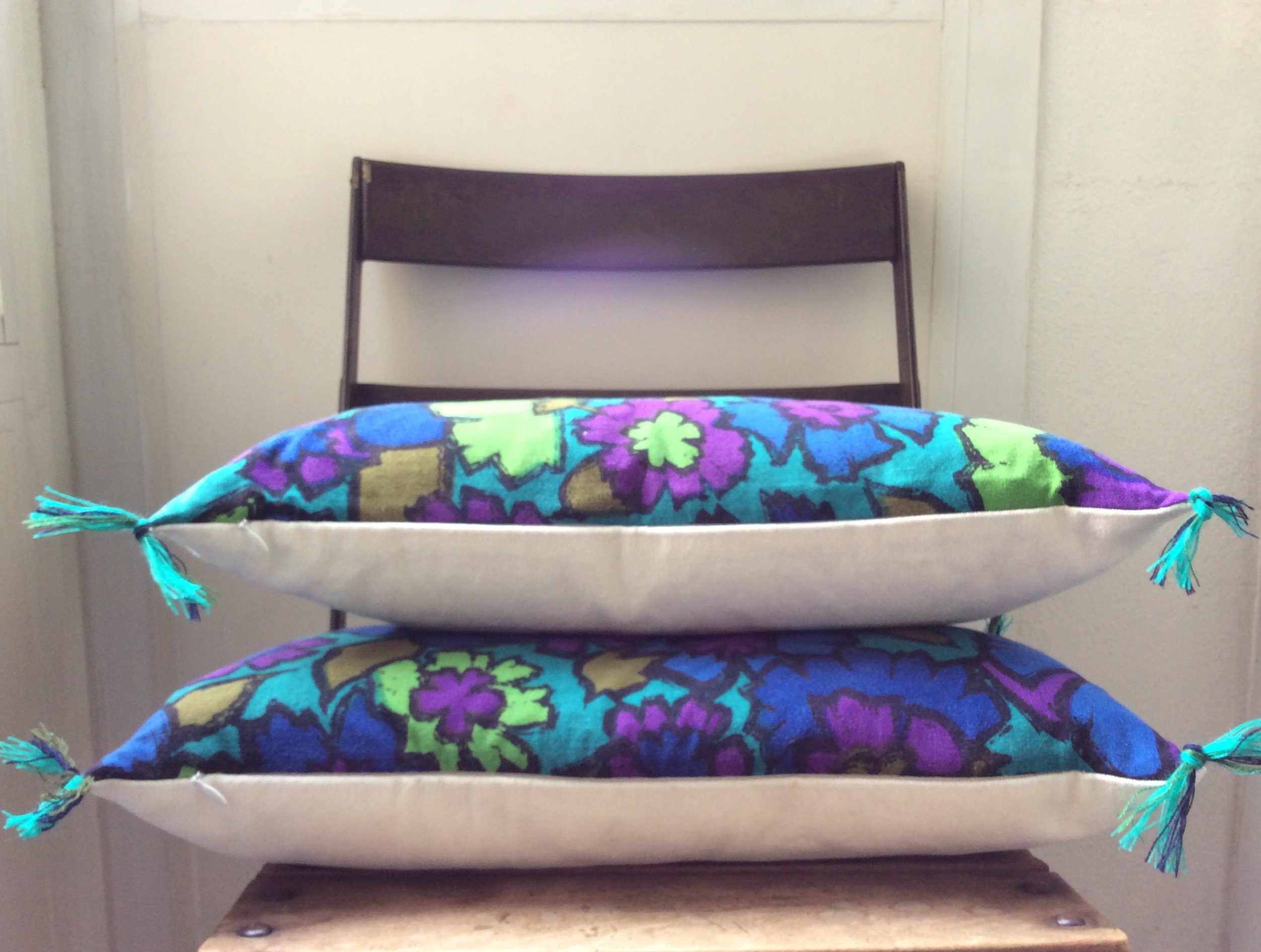 Pair of Decorative Pillows Made From Vintage 1960's Fabric Etsy New