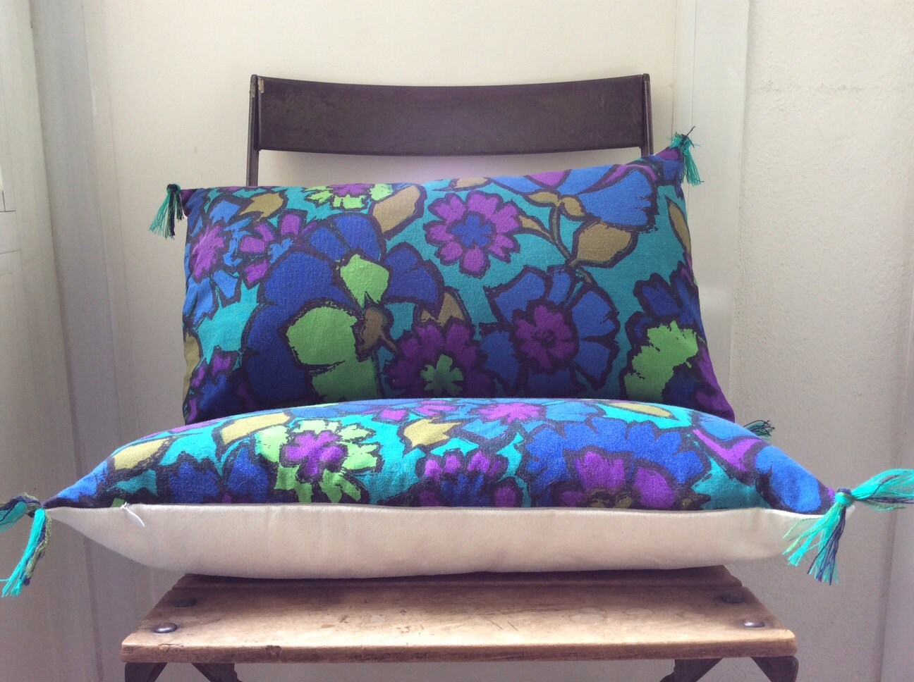 Pair of Decorative Pillows Made From Vintage 1960's Fabric Etsy New