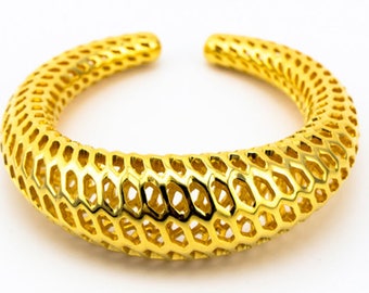 D-STRUTURA B, Bracelet. Medium size. 18k Gold Plated Brass. Armreif, Messing 18k vergoldet.