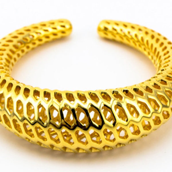 D-STRUTURA B, Bracelet. Medium size. 18k Gold Plated Brass. Armreif, Messing 18k vergoldet.