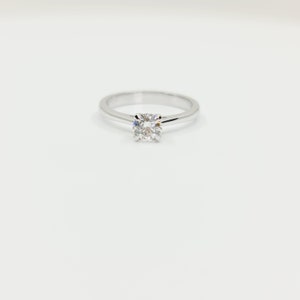 Halbkaräter Solitär in 750er Weissgold Diamantring, Brillant 0,52ct. H/SI2 mit GIA Zertifikat Gr.54