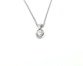 Collier en or blanc 750 42 cm avec brillant 1 00ct SI/G. Fabriqué en Allemagne. Certificat HRD Anvers