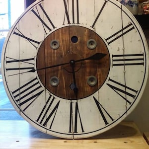 32 Inch Farmhouse Wire Spool Clock/ Wall Decor / Gift / Shabby Chic ...