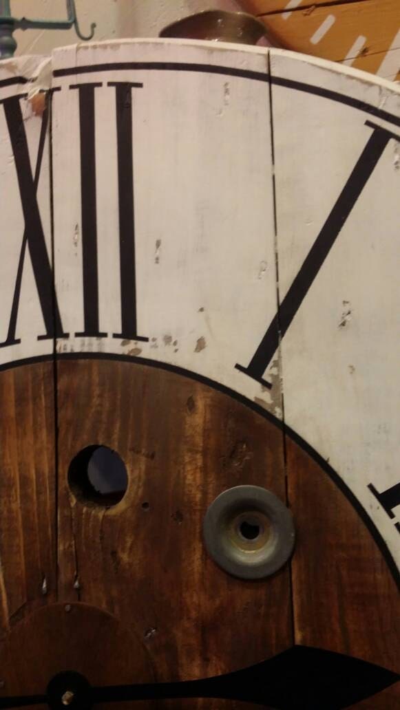 32 Inch Farmhouse Wire Spool Clock/ Wall Decor / Gift / Shabby Chic ...