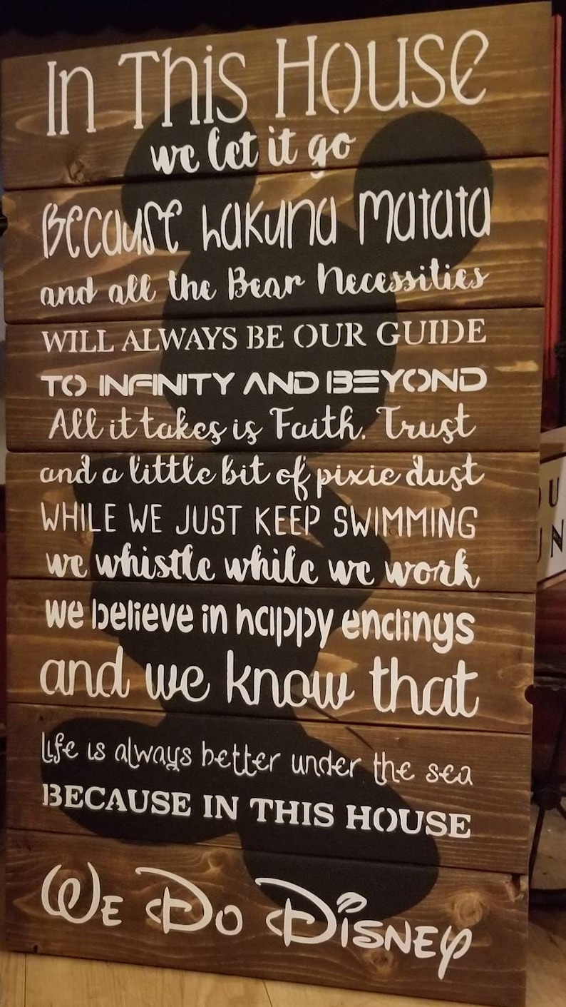 In This House WE DO DISNEY Sign / Gift / Wall Hanging/ Mickey Etsy