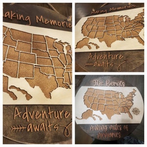 Travel Map / Can be Customized /United States Making Memories Push Pin Board / Travel Tracking Map / RV Travel Map.