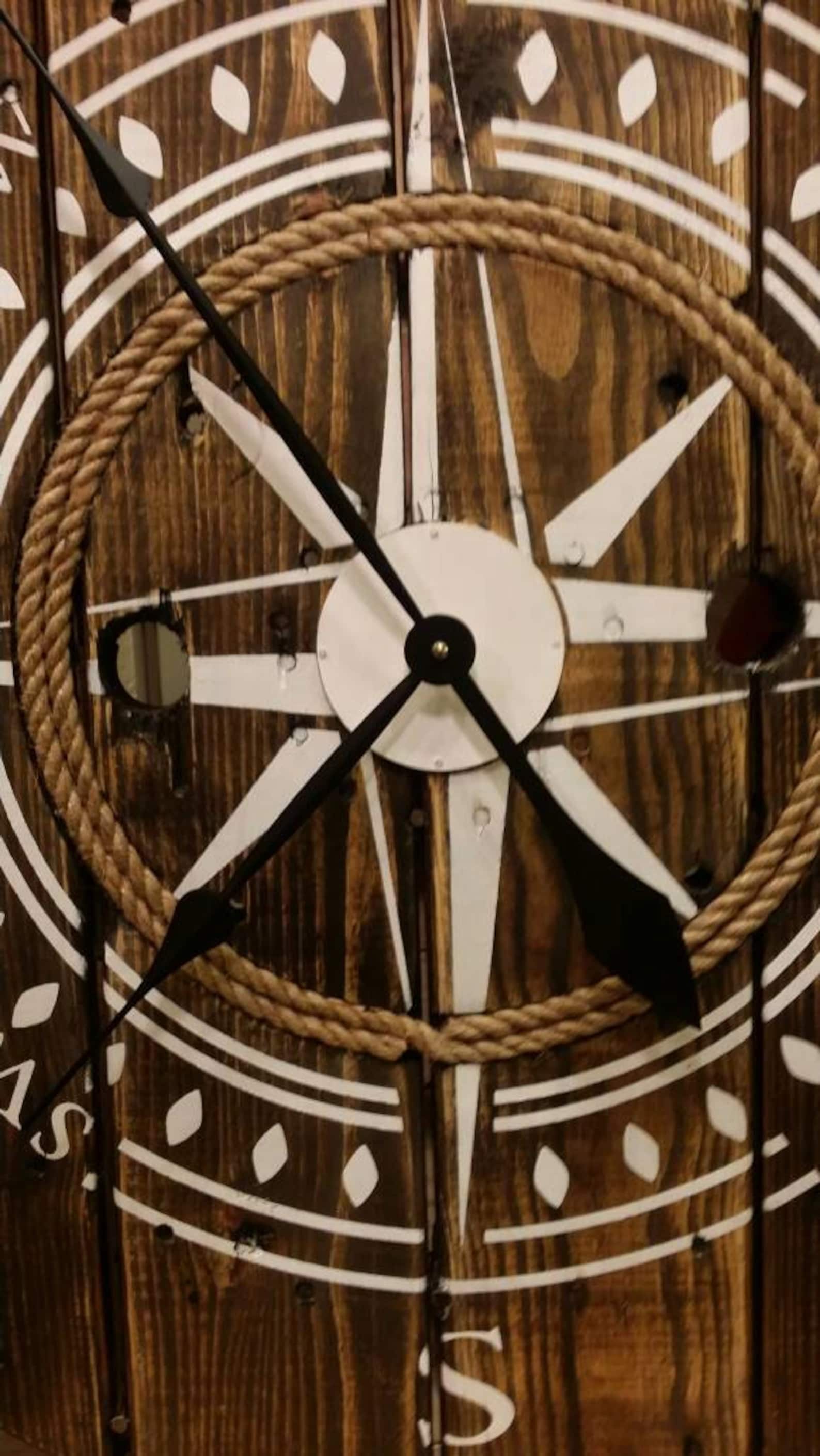 Nautical 32 Inch Wooden Wire Spool Clock / Housewarming Gift/ Rustic ...