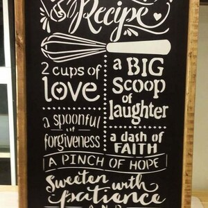 Our Family Recipe Sign / Wooden Wall Sign / Kitchen Wall Decor / Gift .