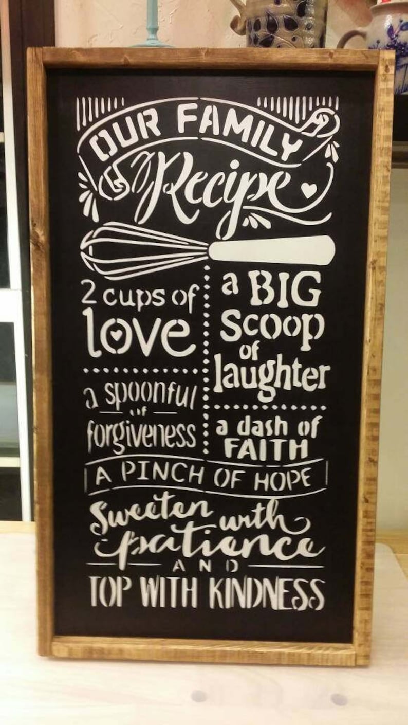 Our Family Recipe Sign / Wooden Wall Sign / Kitchen Wall Decor Etsy