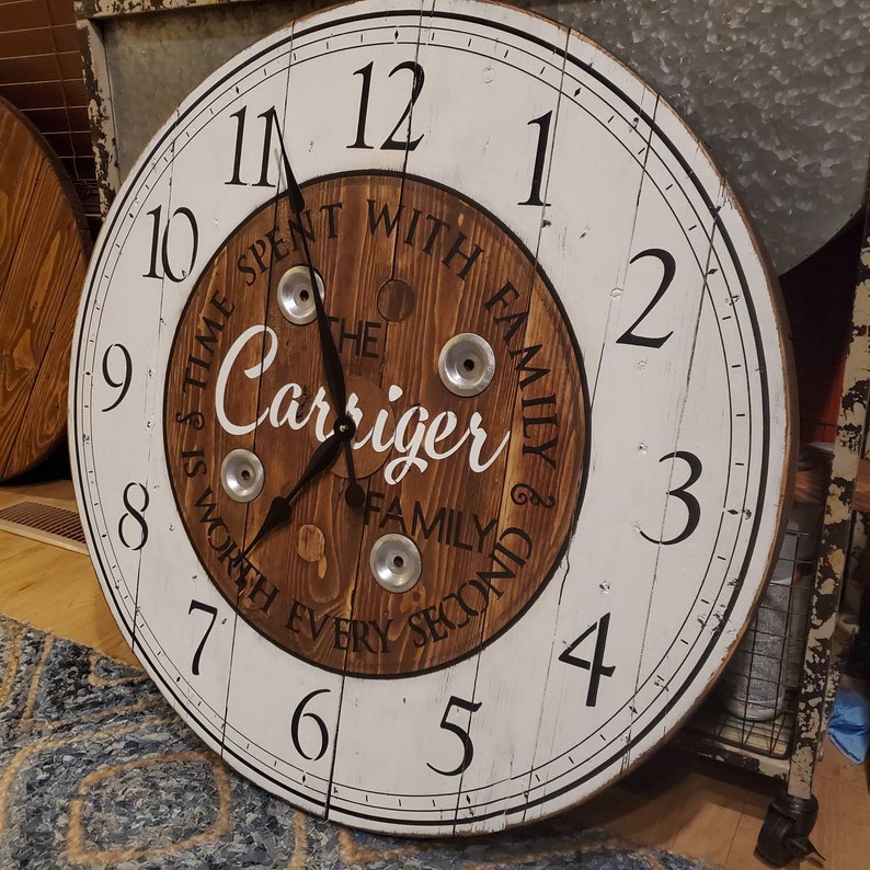 Customizable Wire Spool Clock / 32 or 36 Inch Custom Clock / Large ...