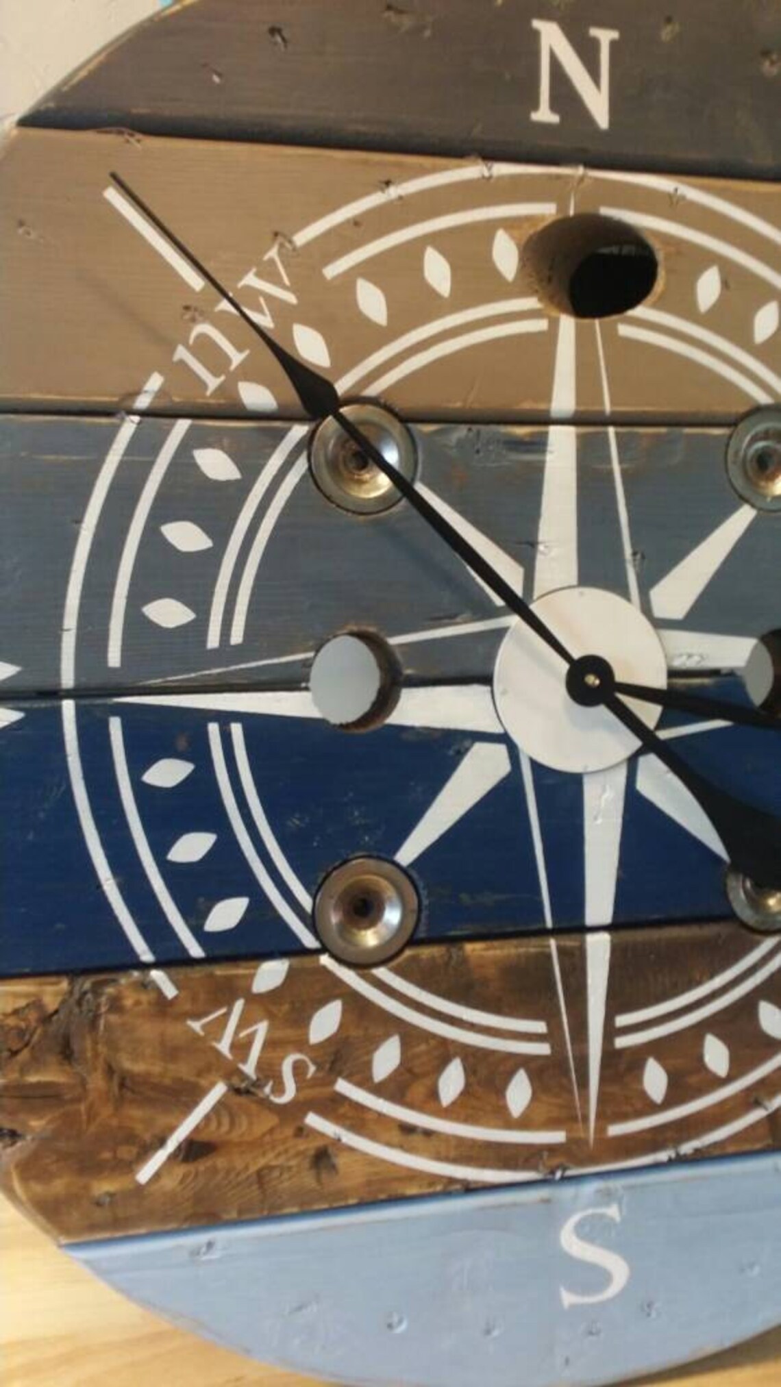 32 Inch Nautical Cable Wire Spool Clock/ Shabby Chic Wall Clock ...