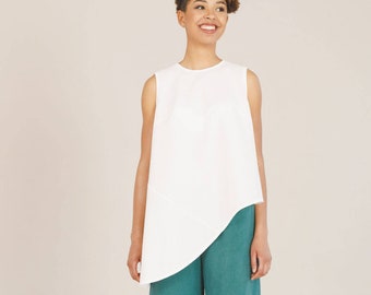 Organic cotton asymmetric top PALOMA - White