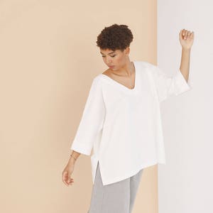 Túnica oversize de algodão orgânico VALENTINA - Branco