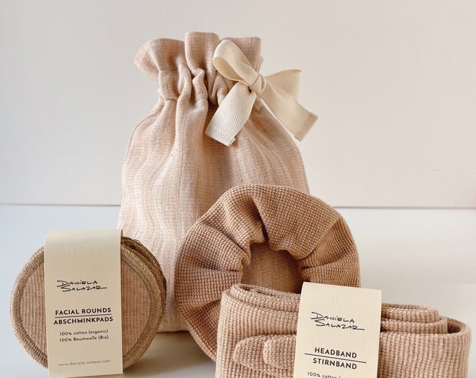 Home Spa Gift Set - Striped Muslin - Organic Cotton