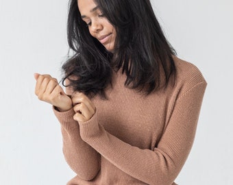 Eco friendly brown turtleneck sweater PARK