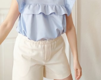 Organic Cotton EVA Shorts in Ecru