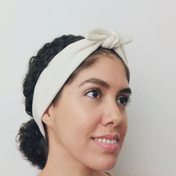 Organic Cotton Top Knot Spa Headband - Ivory