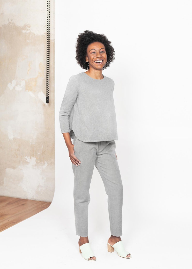 Organic Cotton Classic Trousers CECIL Grey image 1