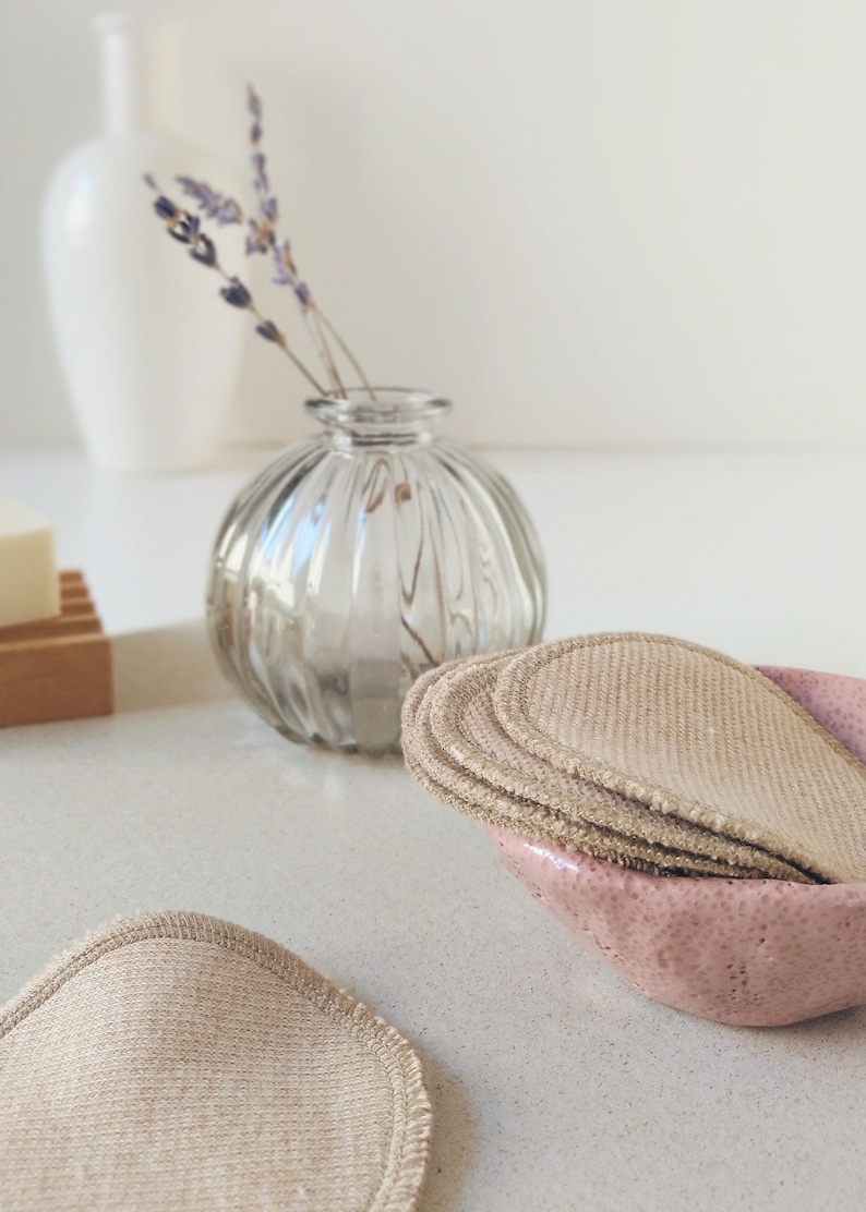 10 Organic Cotton Reusable Face Pads & Pouch Brown Etsy