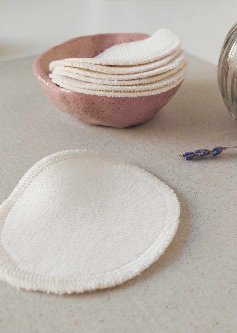 10 Organic Cotton Reusable Face Pads Ivory image 3