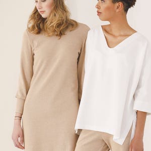 Brown organic cotton long sleeve dress TANA image 2