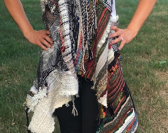 Hand woven neutral colored vest