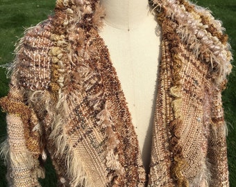 Hand woven fashion coat