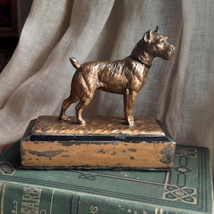 Antique Cast Metal Terrier Dog Paper Weight c 1900's