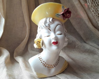 Vintage Japan Glamour Girl Head Vase c1950&#39;s