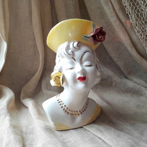 Vintage Japan Glamour Girl Head Vase c1950&#39;s