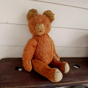 Vintage Ideal Toy Corp. Plush Brown Teddy Bear 15&quot; Articulated Joints c 1940&#39;s