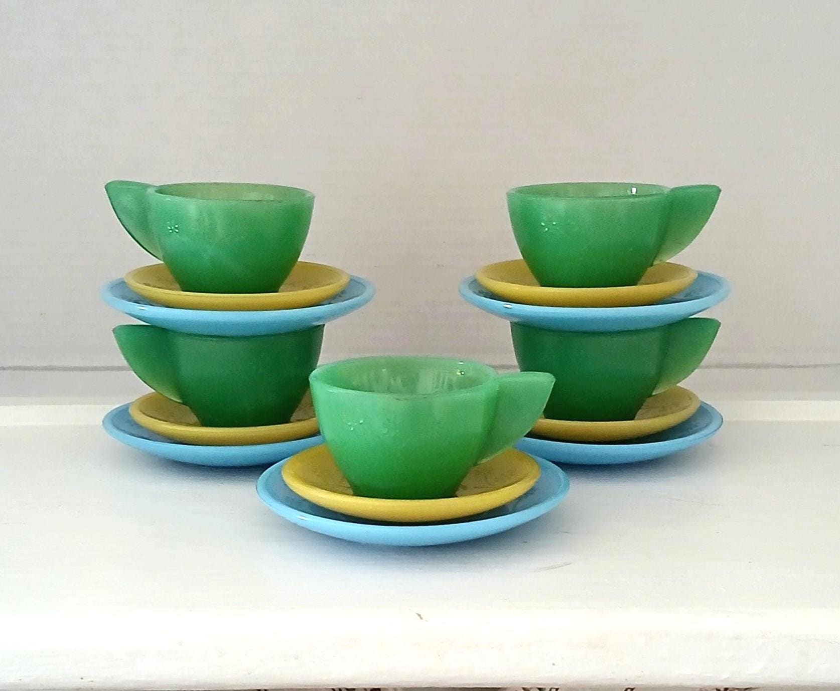 Akro Agate Tea Set - Etsy