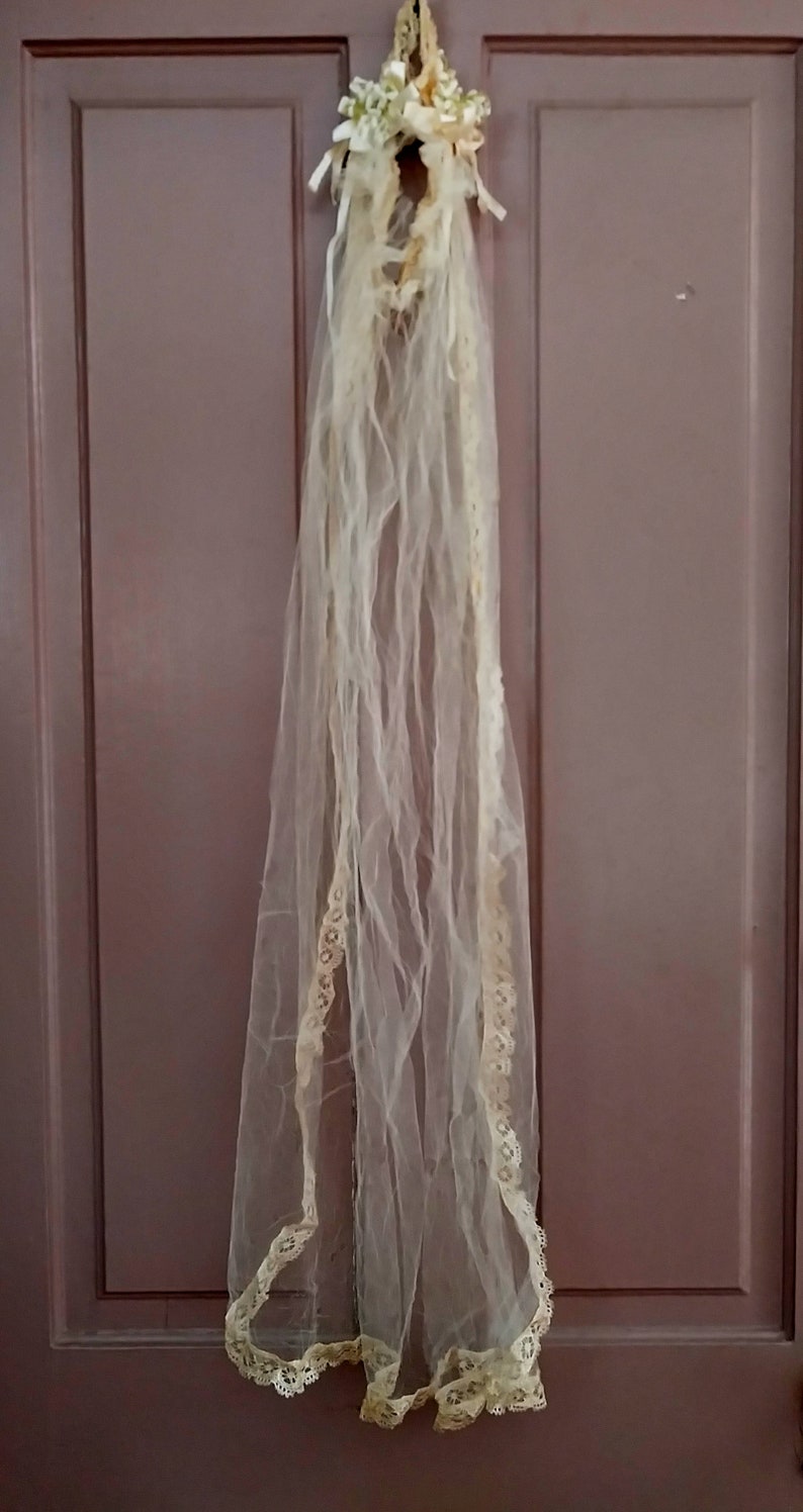 Vintage Wedding Lace Floral Headband 1940/'s Veil