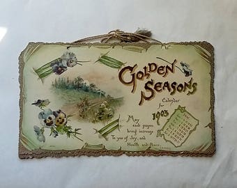 1903 Golden Seasons Victorian Calendar Beautiful Lithography