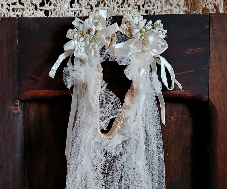 Vintage Wedding Lace Floral Headband 1940/'s Veil