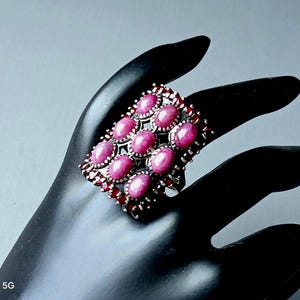 Ruby and Garnet Sterling Silver Statement Ring, Size 11