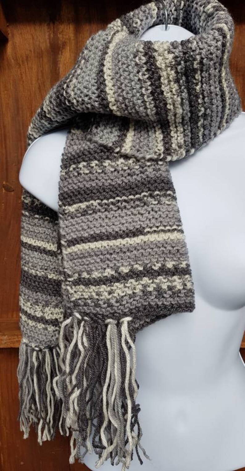 Gray Multi Coloured Knitted Wool Scarf - Etsy