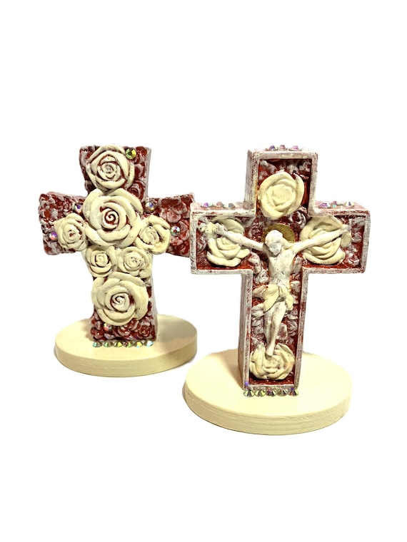 Handmade Cross Mounted on Base