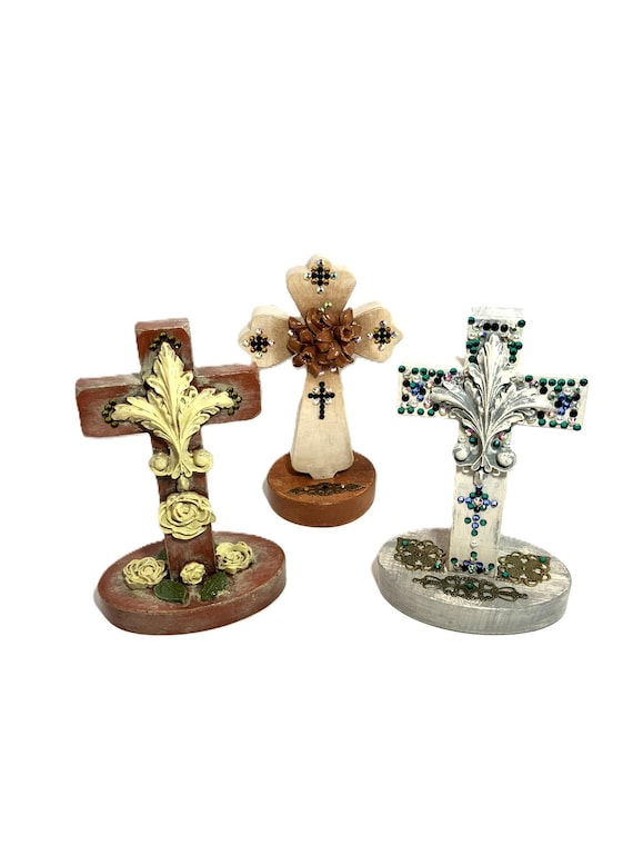 Handmade Cross Mounted on Stand