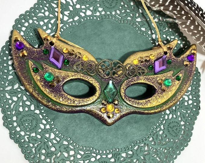 Handmade Mardi Gras Mask Hanging Ornament